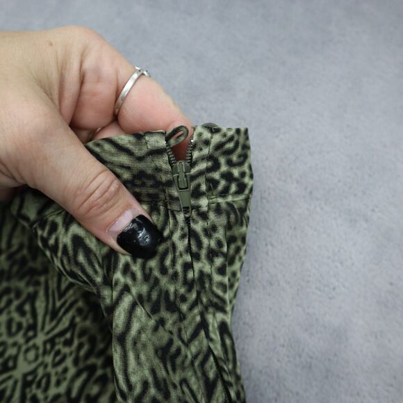 HM Skirt Womens 6 Green Animal Print A Line Layered Side Zipper Bottoms - Picture 12 of 16